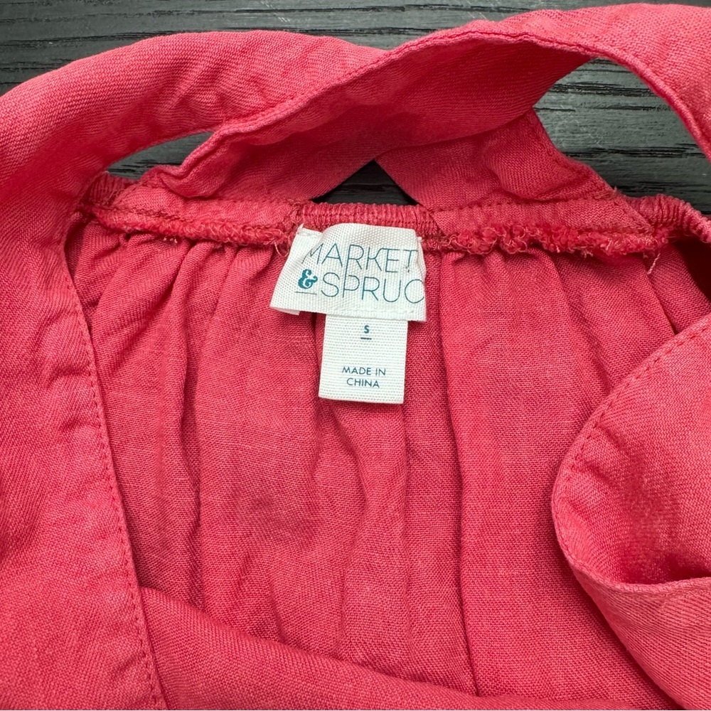 Market & Spruce Pink Linen Blend Tank Top | Criss Cross Back | Size Small - Picture 5 of 6